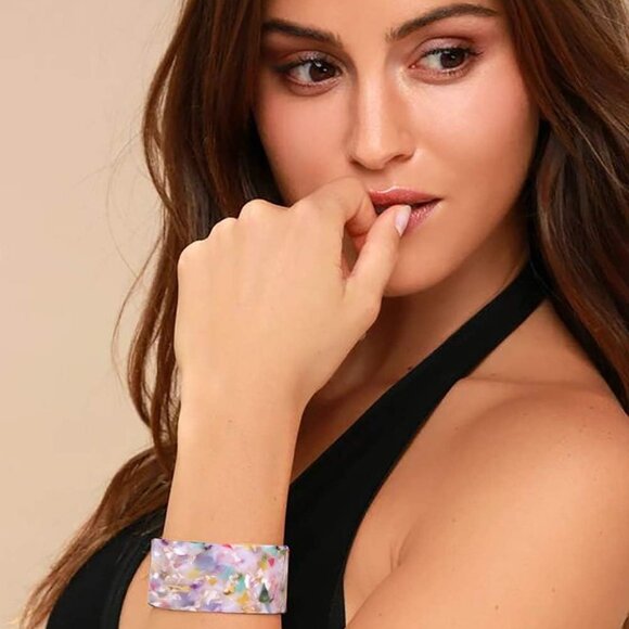 Cuff Bracelet for Women Acrylic Resin Bracelets Statement Bangle Bracelet Adjust - Picture 4 of 7